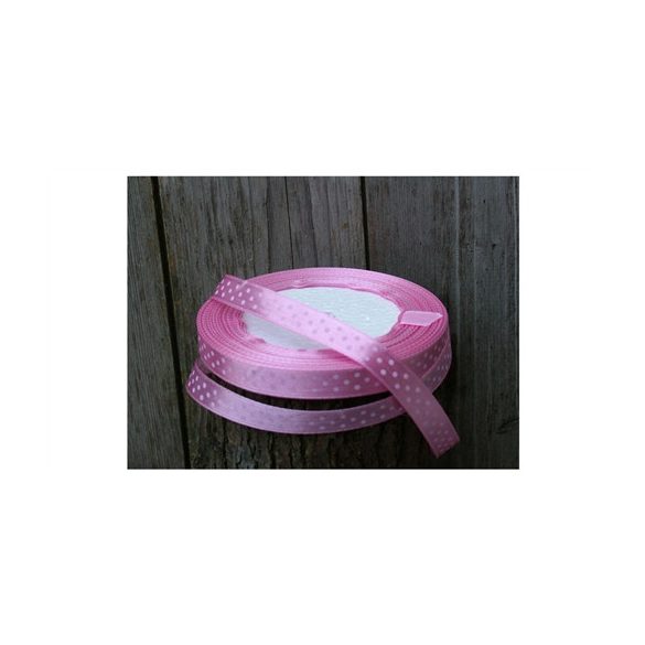 Szatén szalag pöttyös rózsaszín 38mm x 12yard