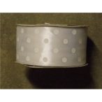 Szatén szalag pöttyös fehér 38mm x 12yard