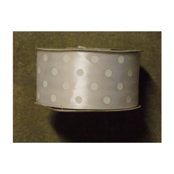Szatén szalag pöttyös fehér 38mm x 12yard