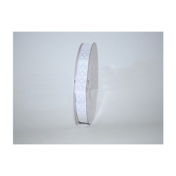 Szatén szalag pöttyös fehér 10mm x 12yard