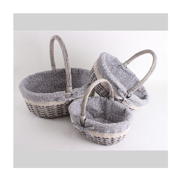 Kosár ovál+fül 31x27cm - Szürke