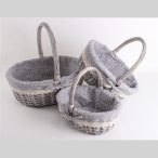 Kosár ovál+fül 24x18cm - Szürke