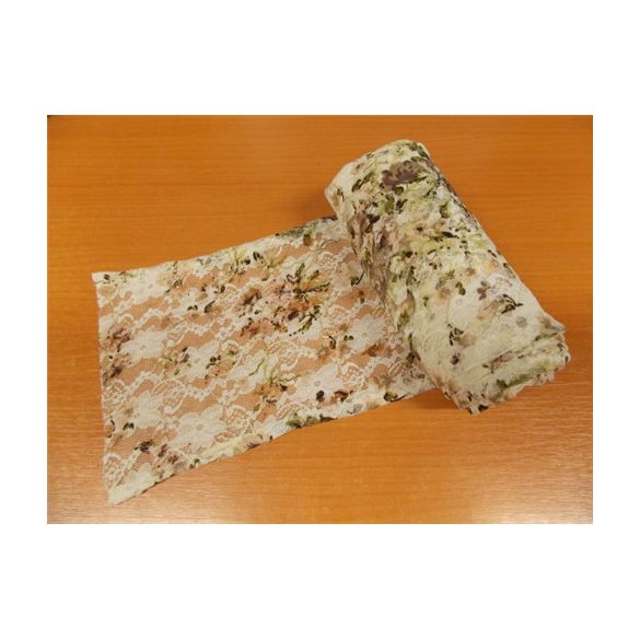 Rugalmas csipke virág mintás fekete-fehér 15cm x 5m