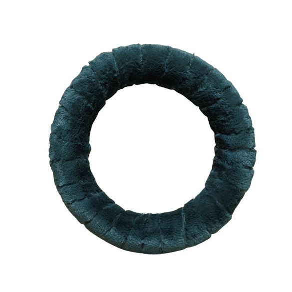 Szőrme szalaggal bevont szalma koszorú 35 cm - Sötét vintage zöld