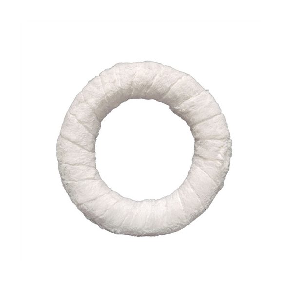 Szőrme szalaggal bevont szalma koszorú 35 cm - Fehér