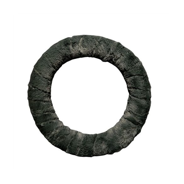 Szőrme szalaggal bevont szalma koszorú 30 cm - Sötét vintage zöld