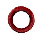 Szőrme szalaggal bevont szalma koszorú 25 cm - Bordó