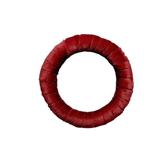 Szőrme szalaggal bevont szalma koszorú 25 cm - Bordó