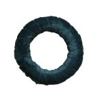   Szőrme szalaggal bevont szalma koszorú 25 cm - Sötét vintage zöld