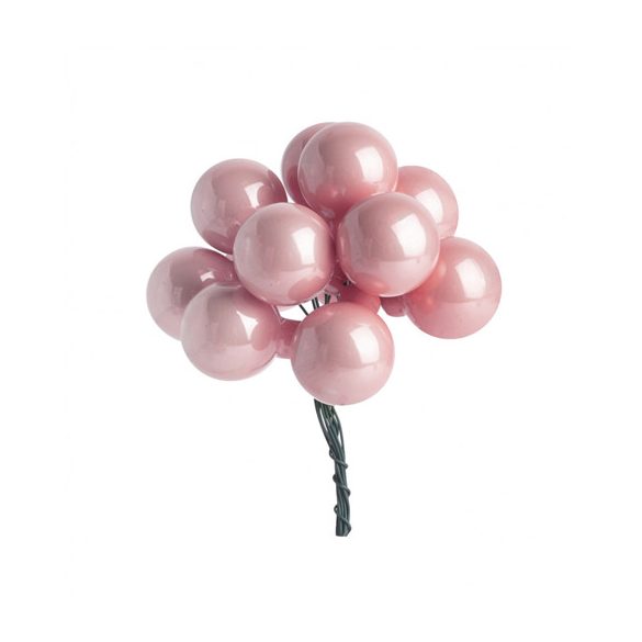 Gömb betűzős üveg pick szett 1,5 cm S/12 - Rózsaszín fényes