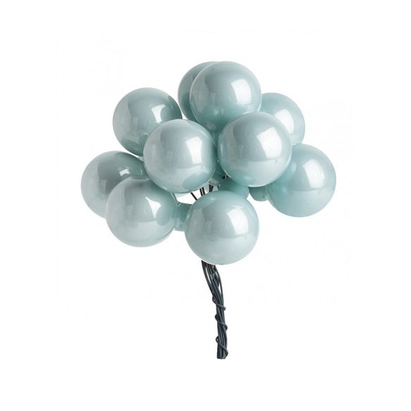 Üveg karácsonyi dísz boGömb betűzős üveg pick szett 1,5 cm S/12 - Türkiz fényes