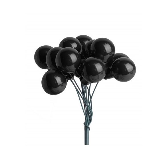 Gömb betűzős üveg pick szett 1,5 cm S/12 - Fekete fényes