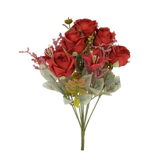 Rózsacsokor liliommal 38cm - Bordó