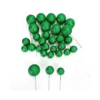 Beszúrós gömb csillámos 2-3-4cm - Zöld 30db/csom.