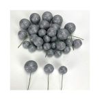 Beszúrós gömb csillámos 2-3-4 cm - Ezüst 30db/csom.
