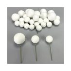 Beszúrós gömb csillámos 2-3-4 cm - Fehér 30db/csom.