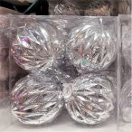 Gömb üveg Rombuszmintás 10 cm - Ezüst /DB