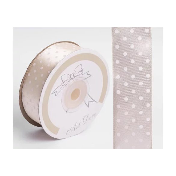 Szalag Szatén Pöttyös 25 mm x 25 m - Krém