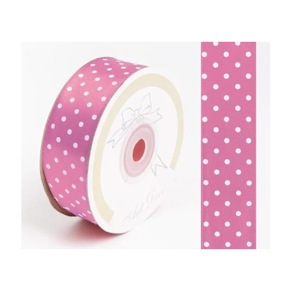 Szalag Szatén Pöttyös 25 mm x 25 m - Sötét rózsaszín