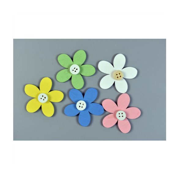 Virág gombos fa 4cm - Feh/Sár./Rózs./Kék/Zöld 12db/csom.