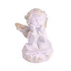 Angyal + könyv poly 6,9cm - Fehér