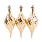 Műanyag gömb csepp alak 4x11cm glitteres - Arany S/3