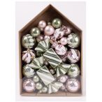 Karácsonyfa díszek mix - Zöld/rózsaszín S/58