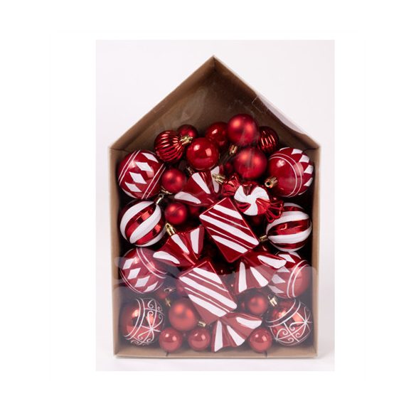 Karácsonyfa díszek mix - Piros/fehér S/58