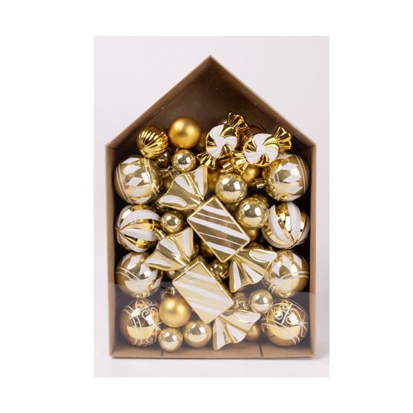 Karácsonyfa díszek mix - Arany/fehér S/58