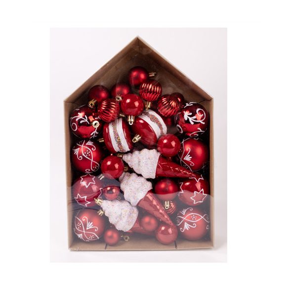 Karácsonyfa díszek mix - Piros/fehér S/52