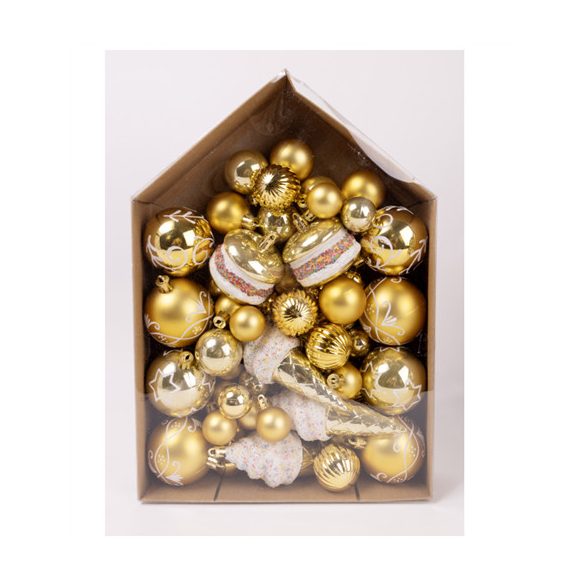 Karácsonyfa díszek mix - Arany/fehér S/52
