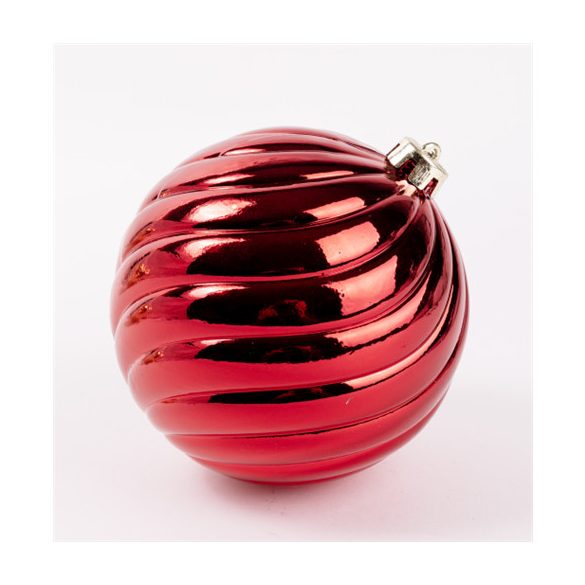 Műanyag gömb 15cm bordás - Piros
