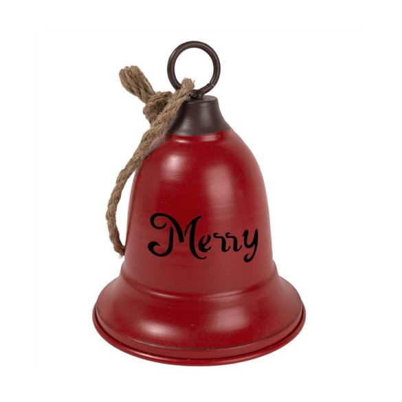 Harang fém 15cm "Merry" felirattal - Piros
