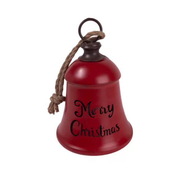 Harang fém 17cm "Merry Christmas" felirattal - Piros