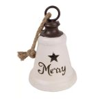 Harang fém 15cm "Merry" felirattal - Fehér