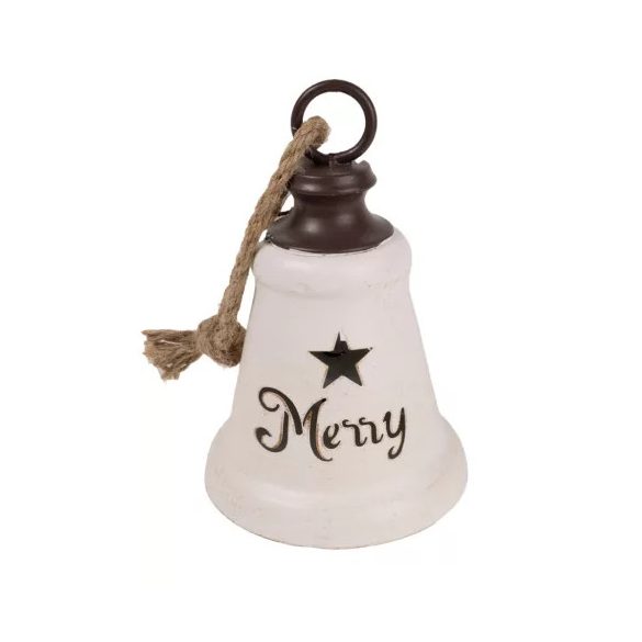 Harang fém 15cm "Merry" felirattal - Fehér