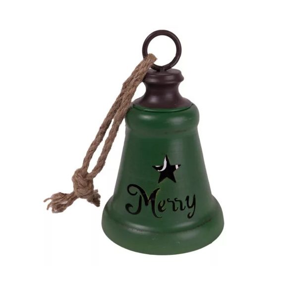 Harang fém 15cm "Merry" felirattal - Zöld