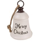   Harang fém 17cm "Merry Christmas" felirattal - Fehér