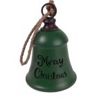   Harang fém 17cm "Merry Christmas" felirattal - Zöld