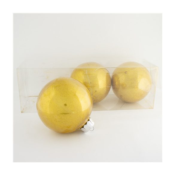 Műanyag gömb 15 cm - Arany glitteres S/3