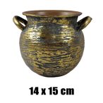 Kaspó bádog 14x15cm - Szürke/Arany