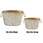 Kaspó bádog 26x16cm, 20x14cm szett - Arany S/2