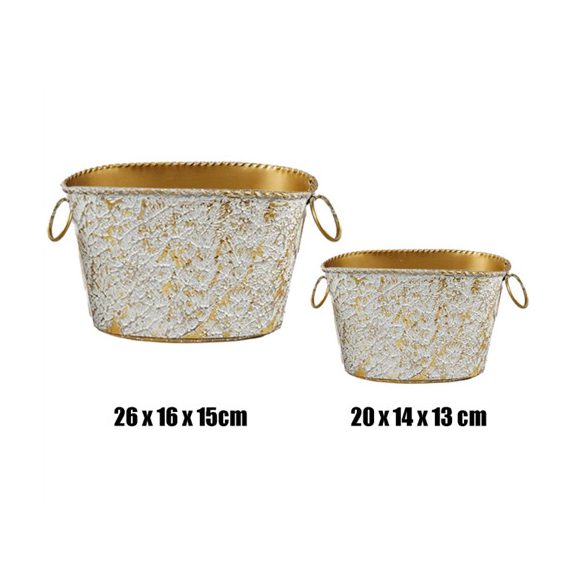 Kaspó bádog 26x16cm, 20x14cm szett - Arany S/2