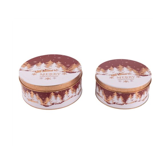 Bádog kördoboz "Fenyőerdő" 14-16cm szett - S/2