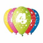   Gumi léggömb 30 cm-es 4-es számos printelt - 5 db / csomag