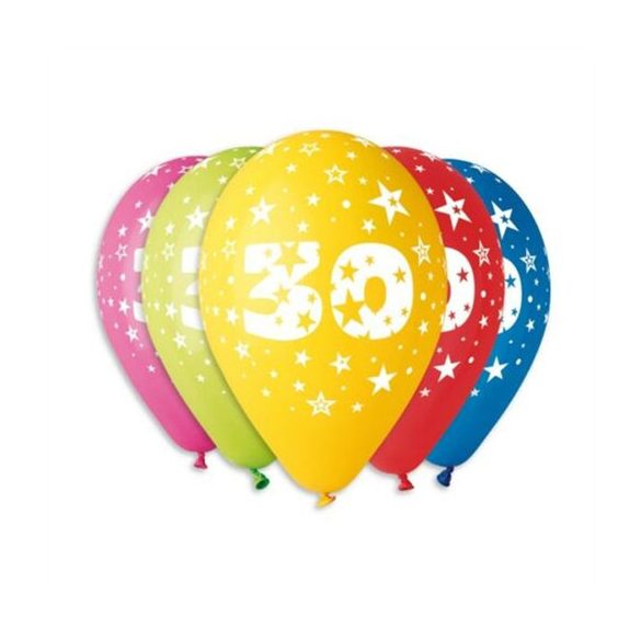 Gumi léggömb 30 cm 30-as számos - (30) 100 db/cs