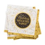   Szalvéta elegáns 33x33 cm 3 rétegű "Boldog születésnapot" felirattal - 16db/cs