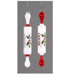 Nyújtófa akasztós dísz üveg 19cm - 2féle