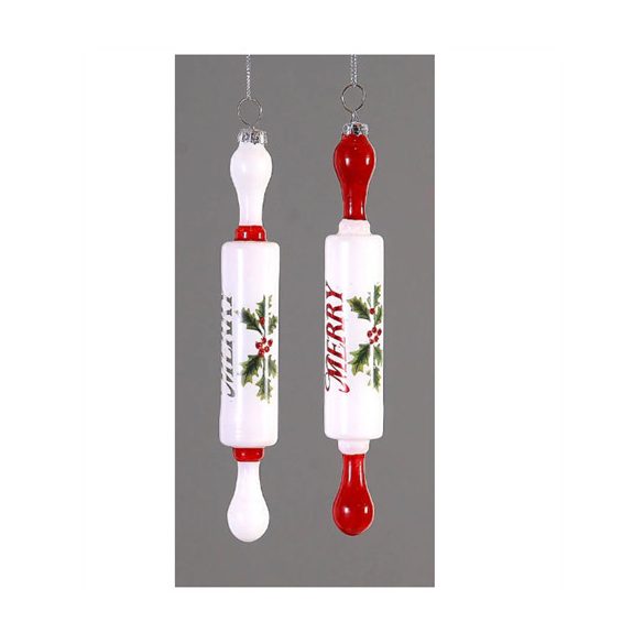 Nyújtófa akasztós dísz üveg 19cm - 2féle