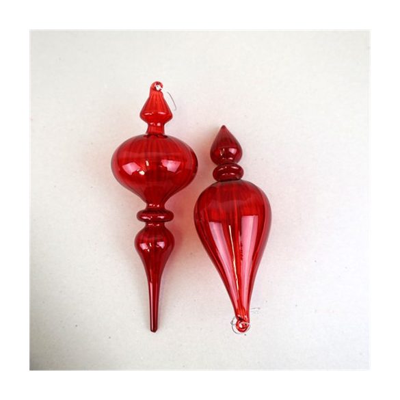 Karácsonyfadísz üveg 20/24xm - Álátszó piros S/2